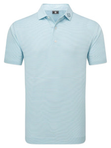 FootJoy Lisle Micro Feeder Stripe Polo Shirt (Athletic Fit) - Light Blue