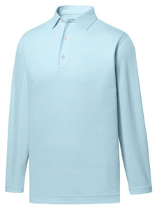 FootJoy Performance Long Sleeve Stripe Collared Polo Shirt - Sky
