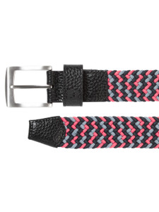 FootJoy Striped Braided Belt - Black/Flint/Hibiscus