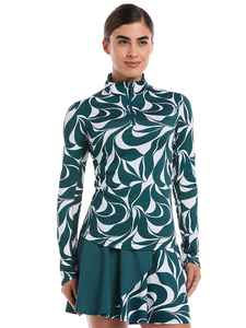 Callaway Women's Abstract Swirl Long Sleeve Sun Protection Top - Atlantic Deep