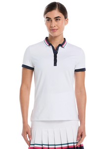 Callaway Women's Colourblock Collar Cap Sleeve Top - Brilliant White