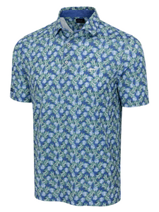 Greg Norman ML75 Stretch Mesh Tropical Pina Polo - Deep Blue