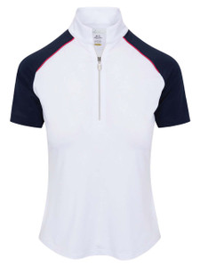 Greg Norman Women's ML75 Stretch Honor Colourblocked Zip Polo - White