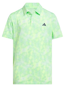adidas Boys Performance Textured Print Polo Shirt - White/Lime Burst