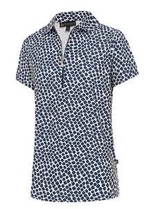 Birdee Sport Women's Santorini Zipper Short Sleeve Top - Navy