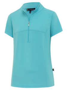 Birdee Sport Women's Breeze Uvee Zipper Short Sleeve Top - Aqua