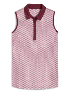 Puma Womens CLOUDSPUN Scallop SL Golf Polo - Ruby Shimmer/White Glow