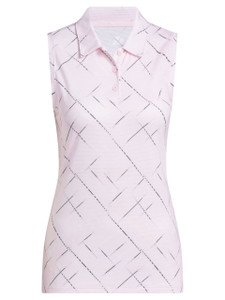 adidas Womens Ultimate365 Printed Sleeveless Polo Shirt - Clear Pink