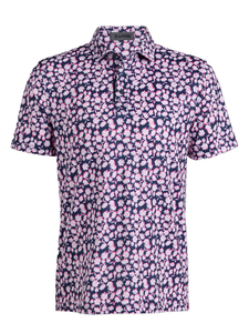 G/FORE Optic Floral Tech Stretch Jersey Polo - Blush