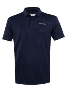 Calvin Klein Marble Print Polo Shirt - Navy