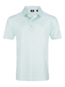FootJoy Vintage Floral Lisle Polo Shirt (Athletic Fit) - White/Seafoam
