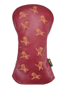 Walker Golf Things Dancing Kooka Leather Driver Cover - Merlot/Gold
