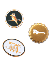 Walker Golf Things Ball Marker 3-Pack 'On Watch' - White/Green/Brushed Gold