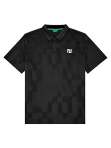 Malbon Performance Mesh Paneled Polo - Black