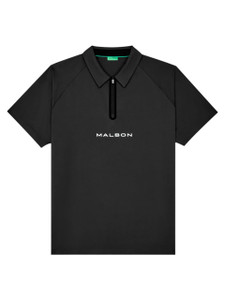 Malbon Performance Zip Raglan Polo - Black