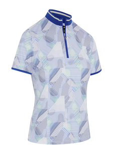 Callaway Women's Active Geo Print Rib Collar Zip Polo - Brilliant White