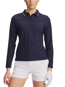 Under Armour Women's Drive Chill Long Sleeve Polo - Midnight Navy/White