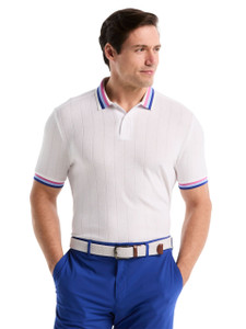Original Penguin Performance Ribbed Blocking Terry Golf Polo - Bright White