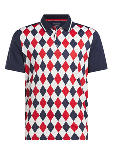 Reebok Vector Argyle Print Polo Shirt - Vector Navy/Midnight Blue