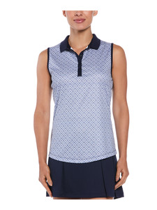 Ben Hogan Women's Medallion Dot Geo Sleeveless Polo - Bright White