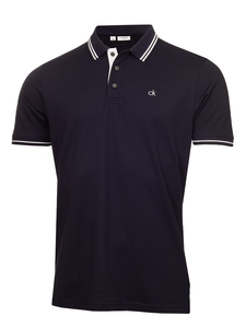 Calvin Klein Archer Cotton Blend Pique Polo - Navy