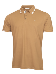 Calvin Klein Archer Cotton Blend Pique Polo - Biscuit