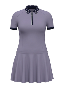Original Penguin Women's Printed Collar Half Sleeve Golf Dress - Heirloom Lilac