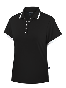 Birdee Sport Womens Coco Snap Button Short Sleeve Top - Black