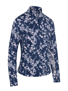 Callaway Women's Snowy Floral LS Sun Protection Top - Blue Depths