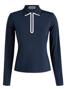 G/FORE Women's Silky Tech Nylon Long Sleeve 1/4 Zip Polo - Twilight