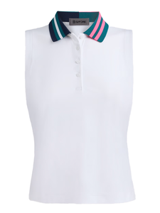G/FORE Women's Contrast Collar Sleeveless Polo - Snow