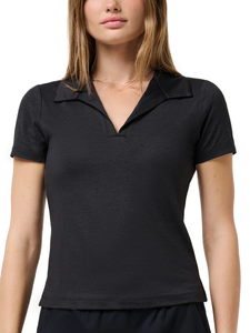TravisMathew Women's Skyloft Light SS Polo - Heather Black