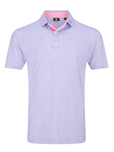 FootJoy Wave Print Lisle Polo Shirt - White/Pink Pop/Vivid Violet