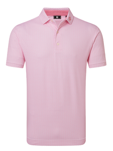 FootJoy Scallop Geo Pique Polo Shirt (Athletic Fit) - Vivid Violet/White/Pink