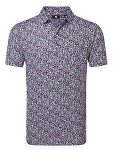 FootJoy Meadow Print Lisle Polo Shirt - Pink Pop/White