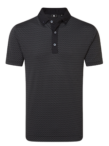 FootJoy Star Geo Jacquard Polo Shirt (Athletic Fit) - Black