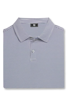 FootJoy Junior Boys Microfeeder Stripe Polo - Navy/White