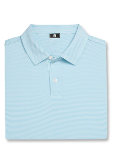 FootJoy Junior Boys Microfeeder Stripe Polo - Light Blue/White