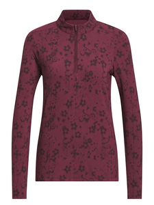adidas Women's Ultimate365 Cool Feeling Printed 1/4-Zip Mock Top - Maroon