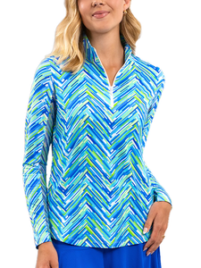 IBKUL Robin Long Sleeve Mock Neck Top - Peri Multi