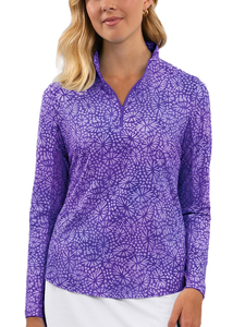 IBKUL Gladis Long Sleeve Mock Neck Top - Plum