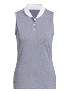 adidas Women's Performance Texture Sleeveless Polo - White/Collegiate Navy