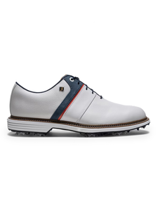 FootJoy Premiere Packard LX Golf Shoes - White/China Blue/Nantucket Red