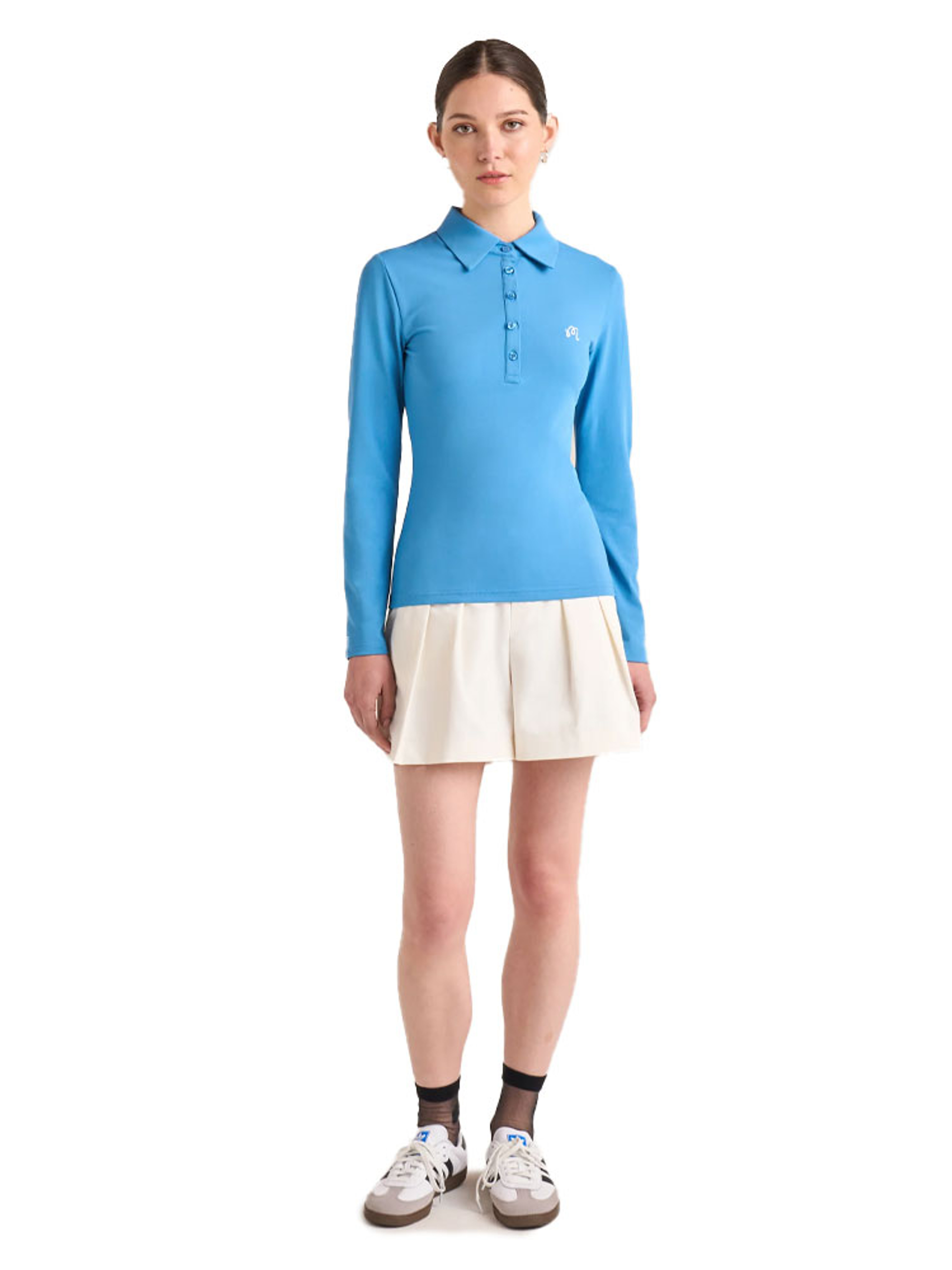 Malbon Womens Venus Long Sleeve Polo - French Blue
