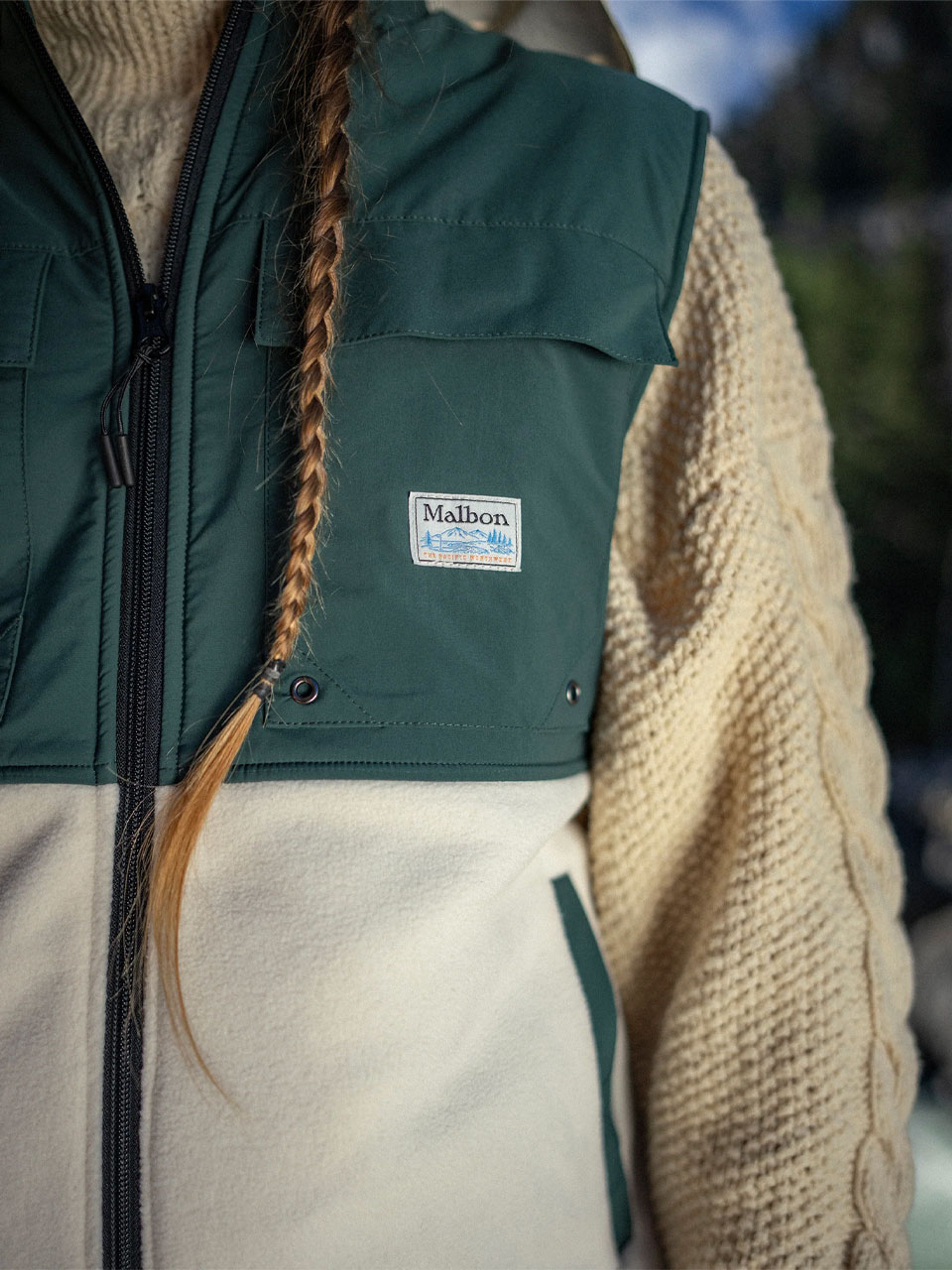 Malbon Backcountry Polar Fleece Vest - Forrest/Ivory