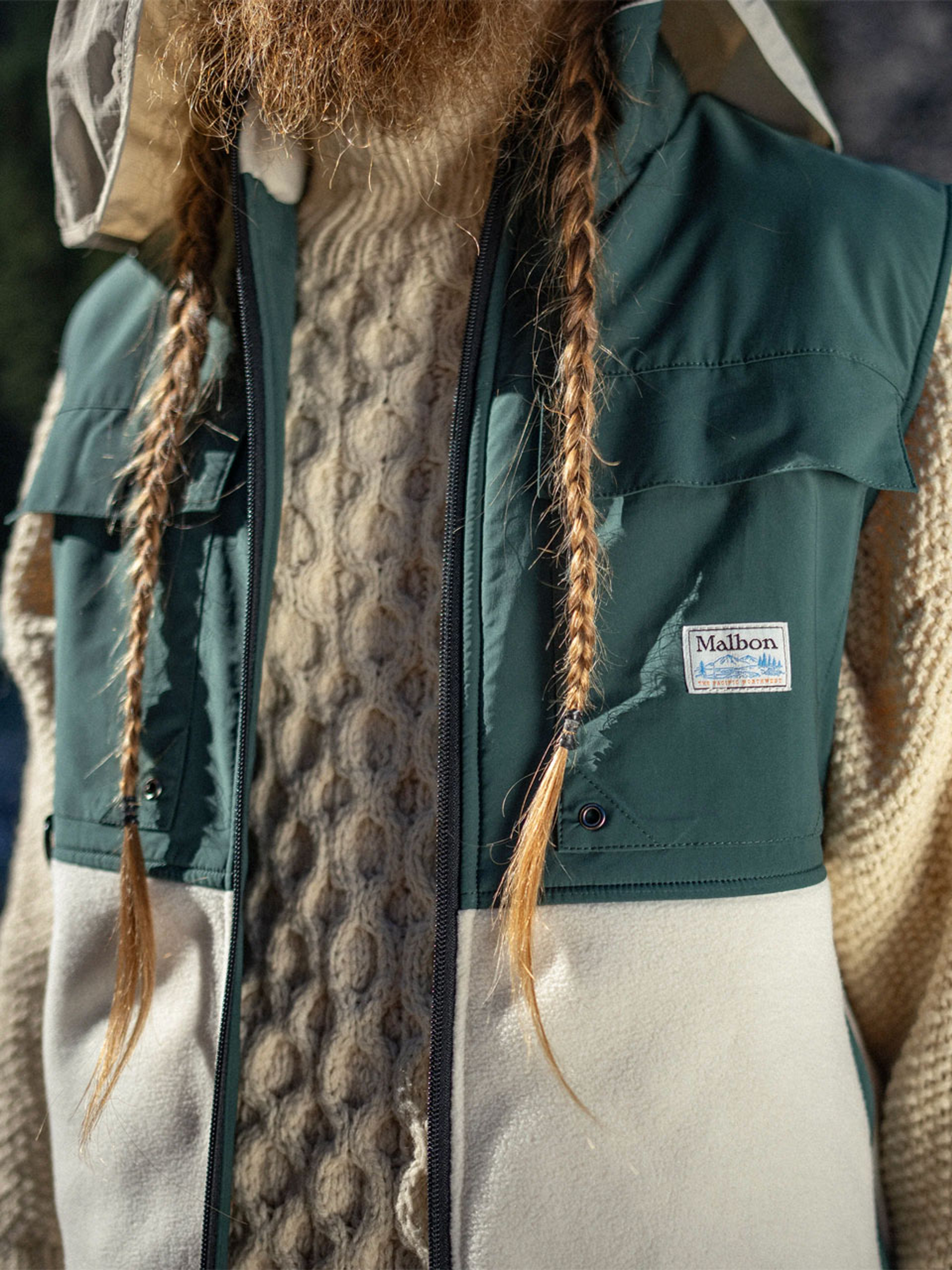 Malbon Backcountry Polar Fleece Vest - Forrest/Ivory