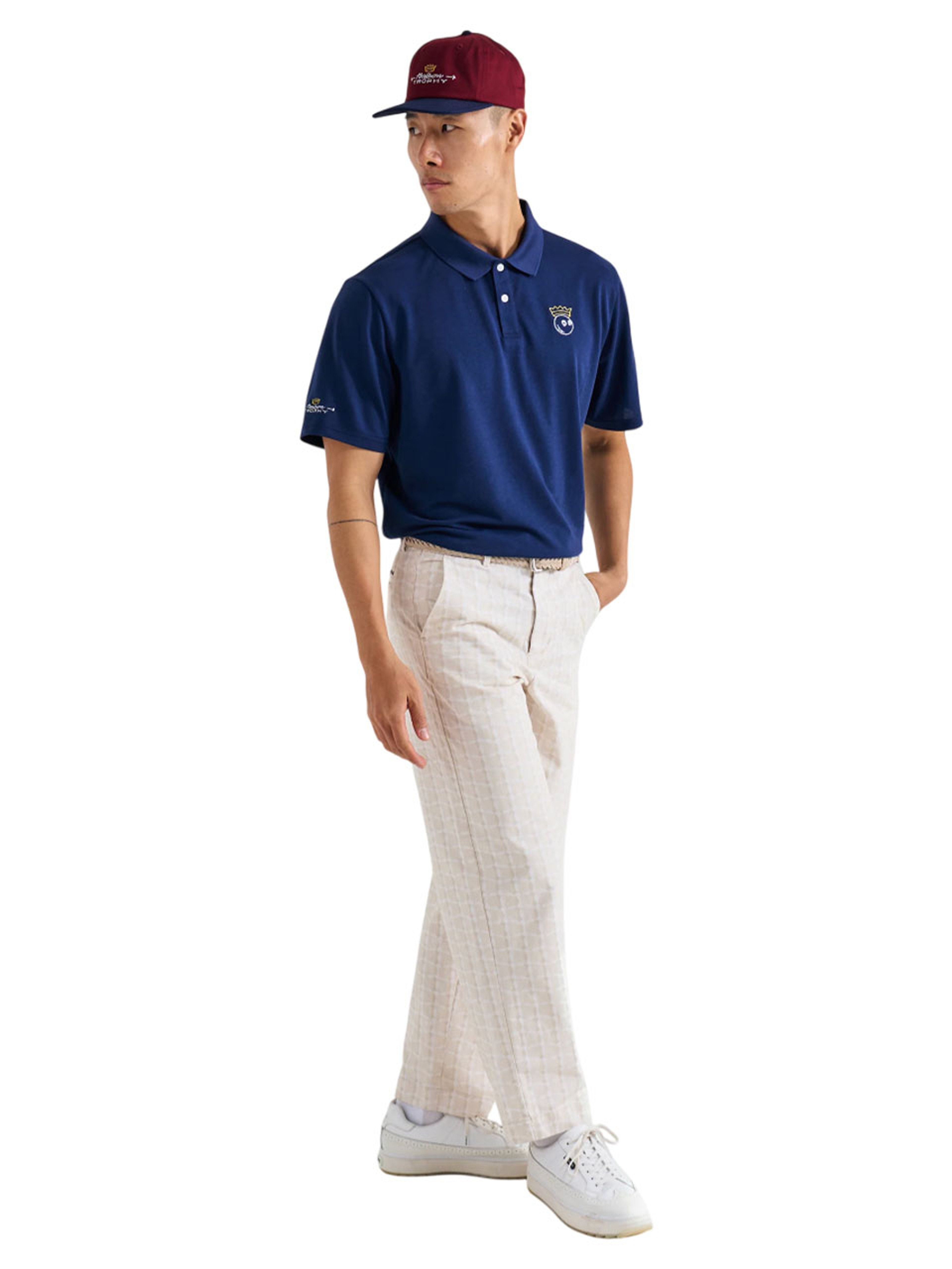 Malbon Trophy Performance Pique Polo - Navy