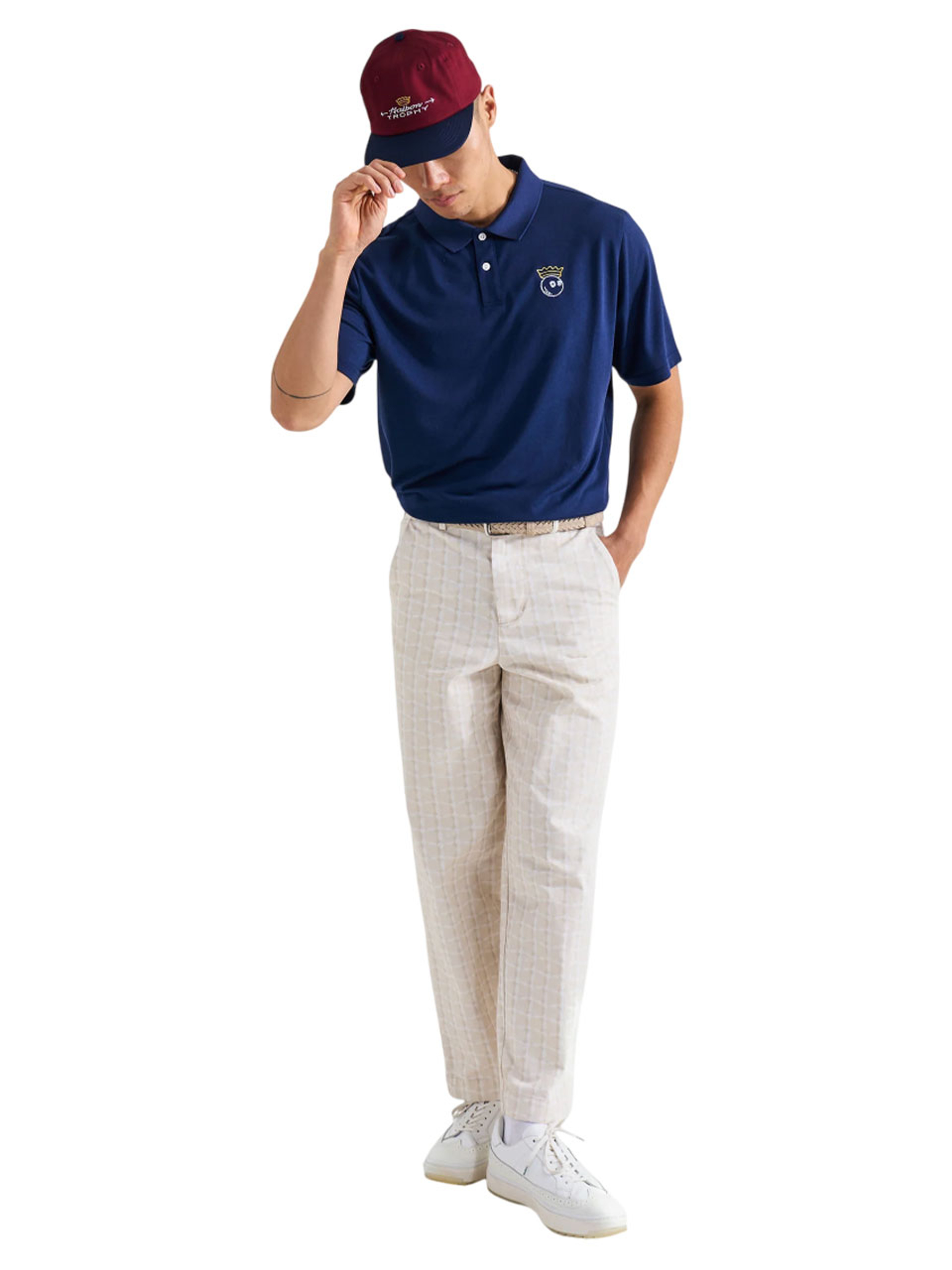 Malbon Trophy Performance Pique Polo - Navy