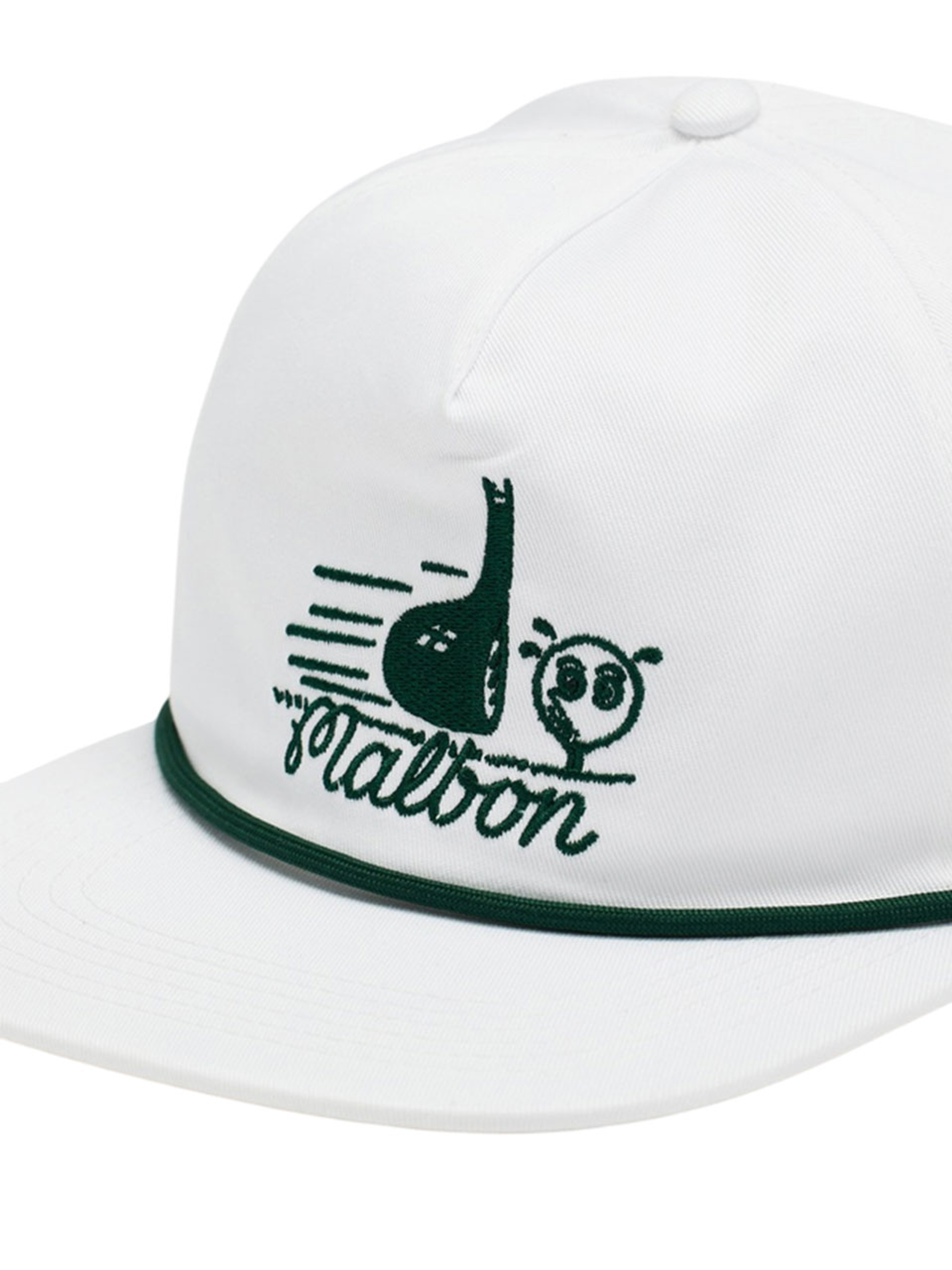 Malbon Punch Shot Cotton Twill Rope Hat - White