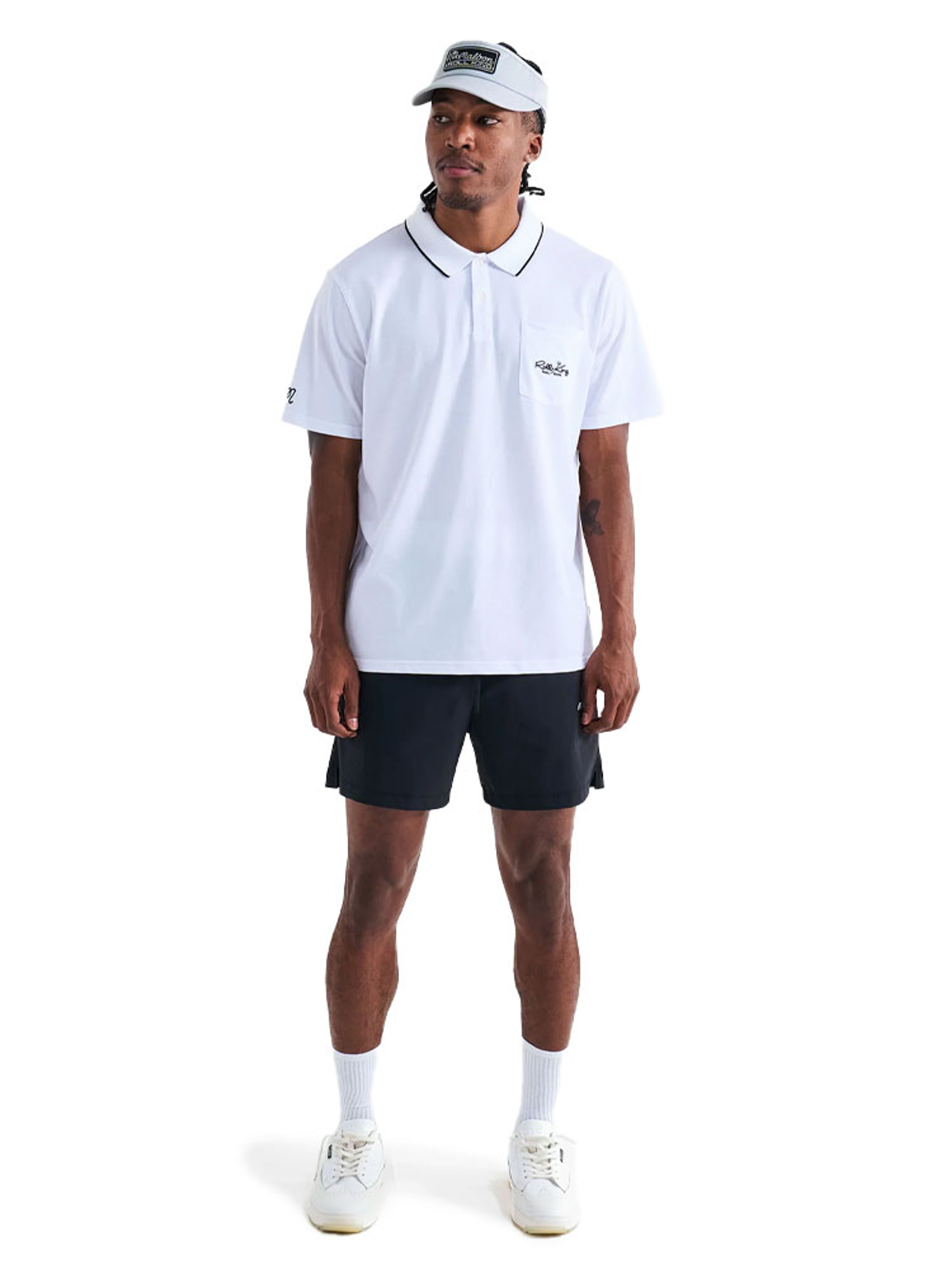 Malbon Roll King Performance Pique Polo - White
